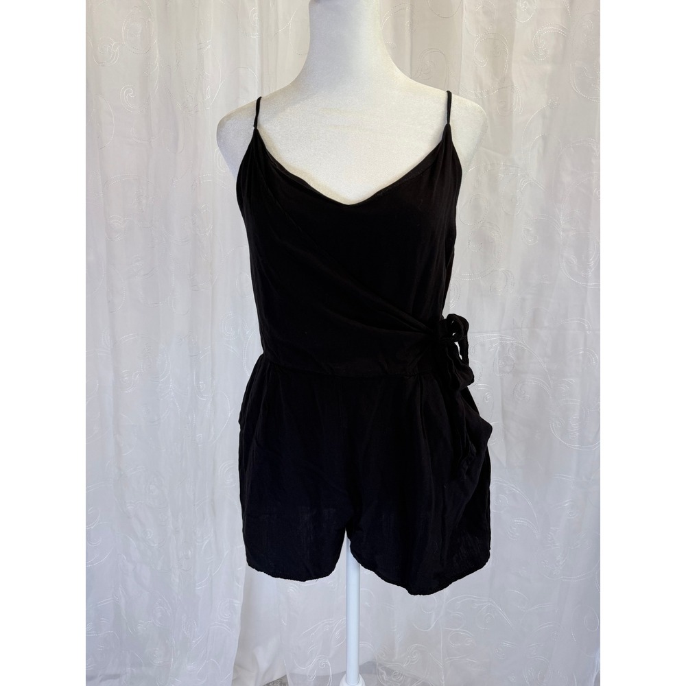 One Clothing Los Angeles Black Wrap Front Romper Side Tie Sleeveless Medium - Picture 2 of 9